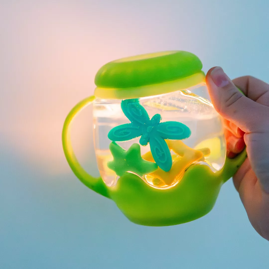 Glo Pals mini jar set green whit 5 soft shapes